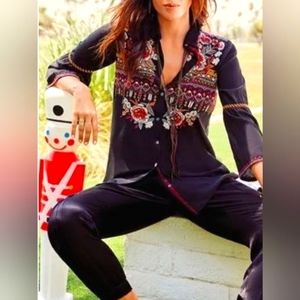 Johnny Was, Jyll Silk Embroidery Blouse